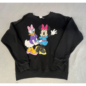Disney Minnie & Daisy Women’s Sweatshirt Black SMALL Pullover Crew Neck Unisex